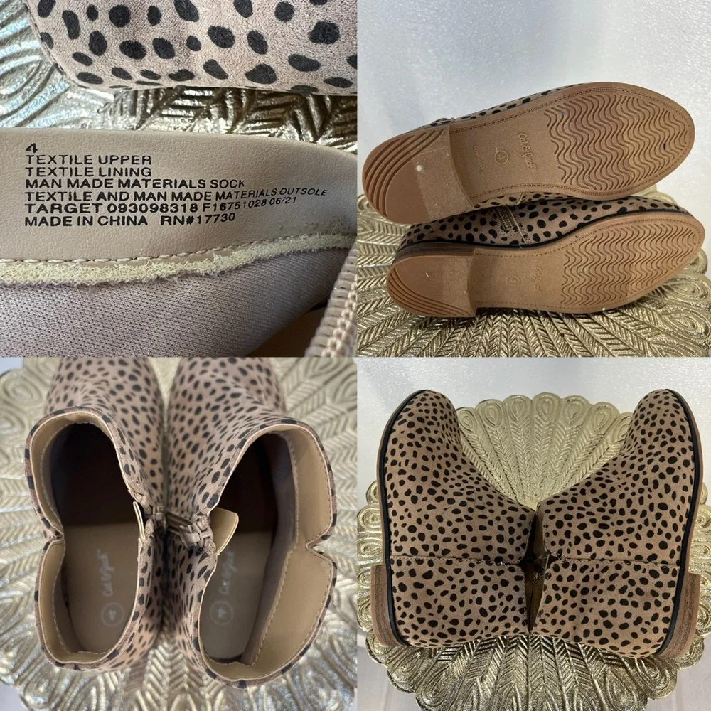 Cat & Jack Leopard Print Ankle‎ Boots | Girls Size 4